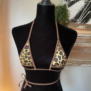 Triangle Leopard Swim/Bra Top with peek a boo bottom size OS